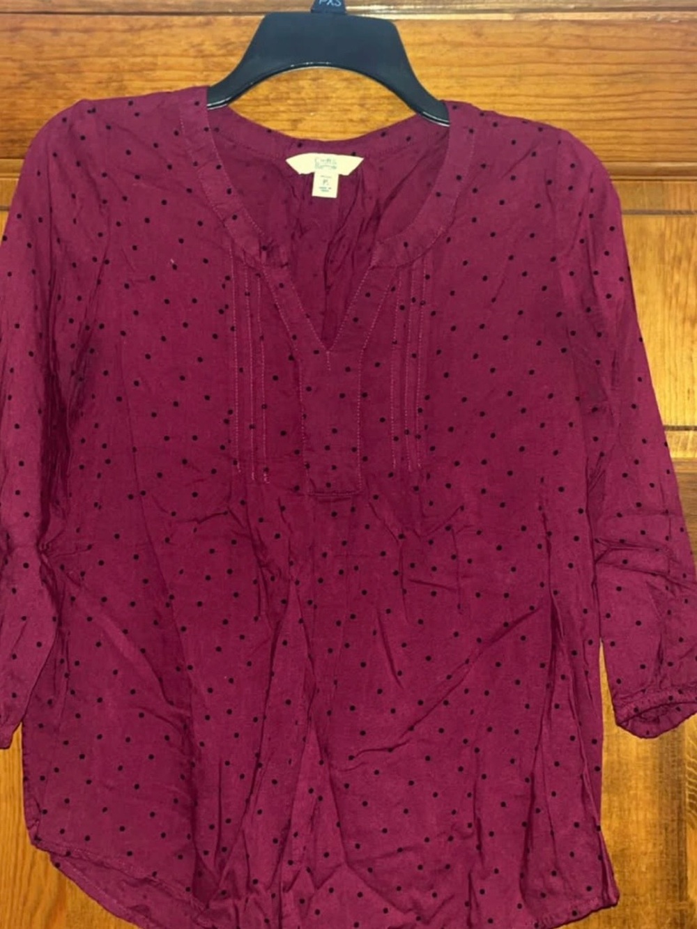croft & barrow Maroon Dot Split-Neck Tunic